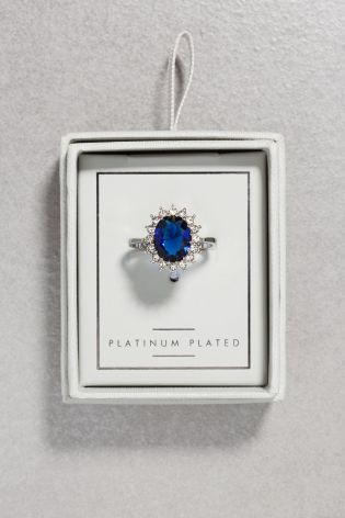 Platinum Plated Blue Stone Ring